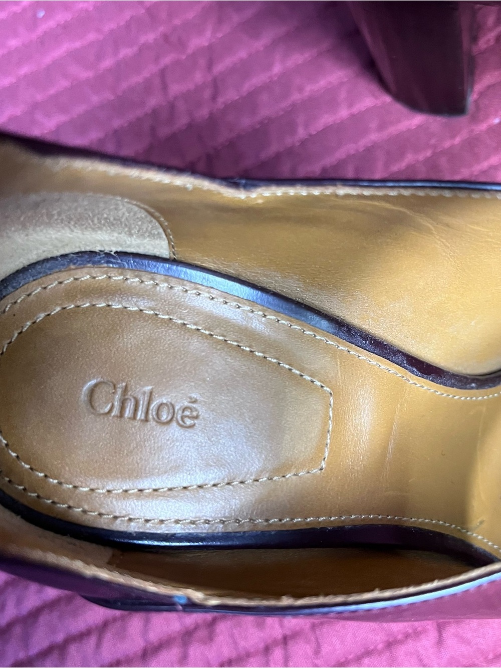Chloé Icon Multi-Buckle Mary Jane Triple Strap Pumps Heel Burgundy 8.5 - Picture 2 of 11